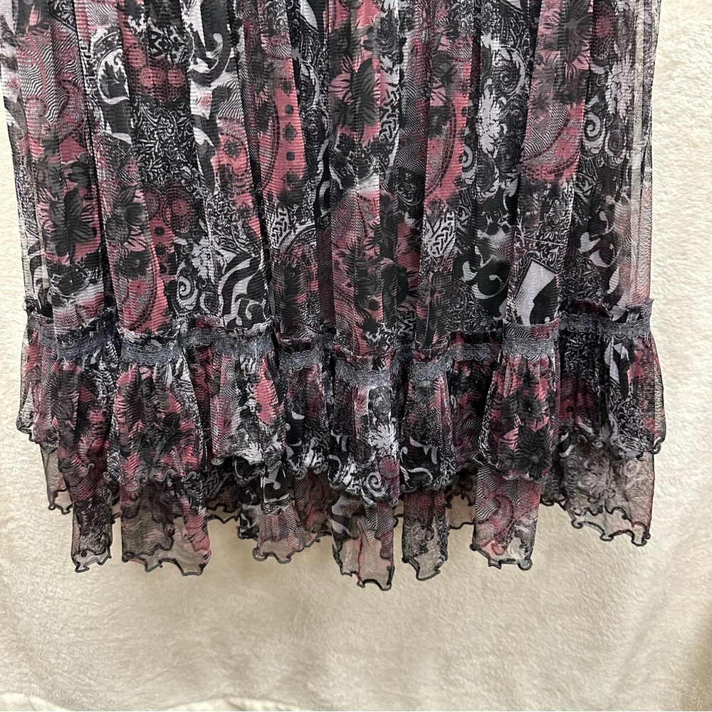 Lapis women’s tiered boho skirt smocked Whimsigoth floral grunge medium-large - Picture 6 of 10